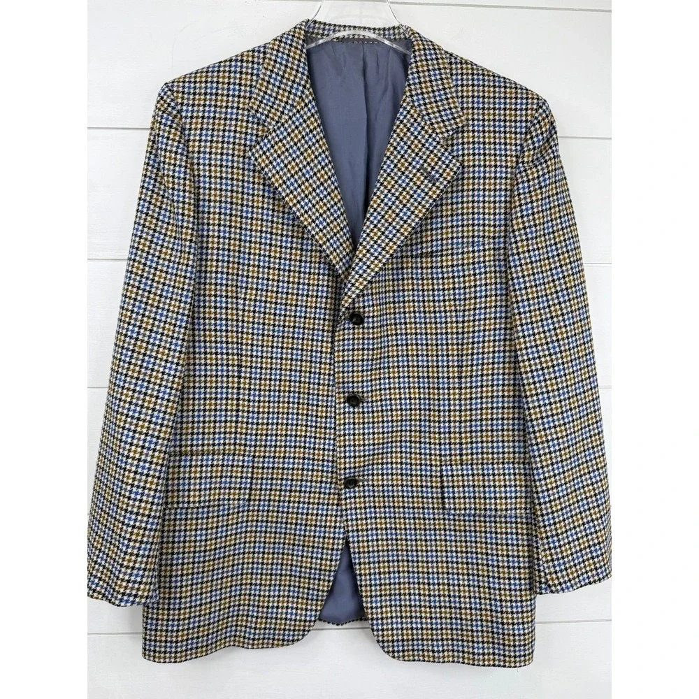 Vintage‎ Chester Barrie England Wool Houndstooth Sport Coat Blazer 44S George